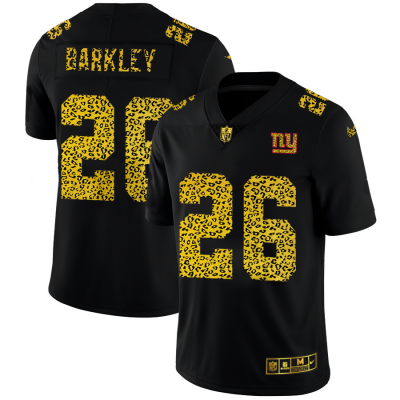 New York Giants #26 Saquon Barkley Men's Nike Leopard Print Fashion Vapor Limited NFL Jersey Black Men's